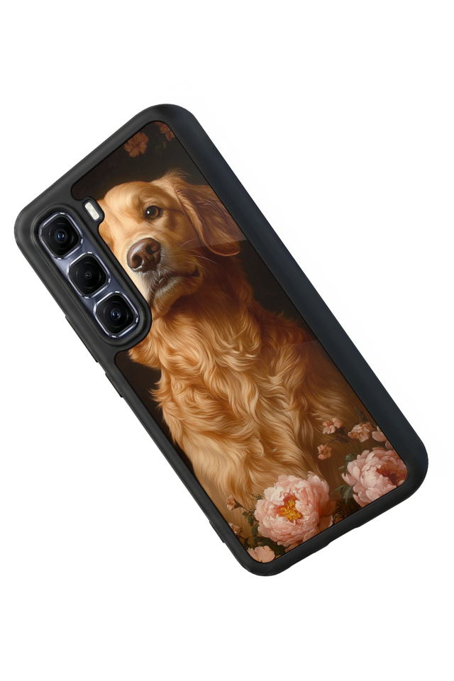 Infinix Hot 60 Pro Plus Uyumlu Golden Kopek Tasarımlı Glossy Premium Kılıf