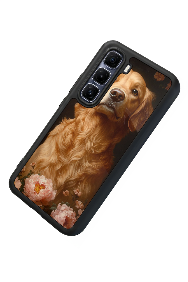 Infinix Hot 60 Pro Plus Uyumlu Golden Kopek Tasarımlı Glossy Premium Kılıf