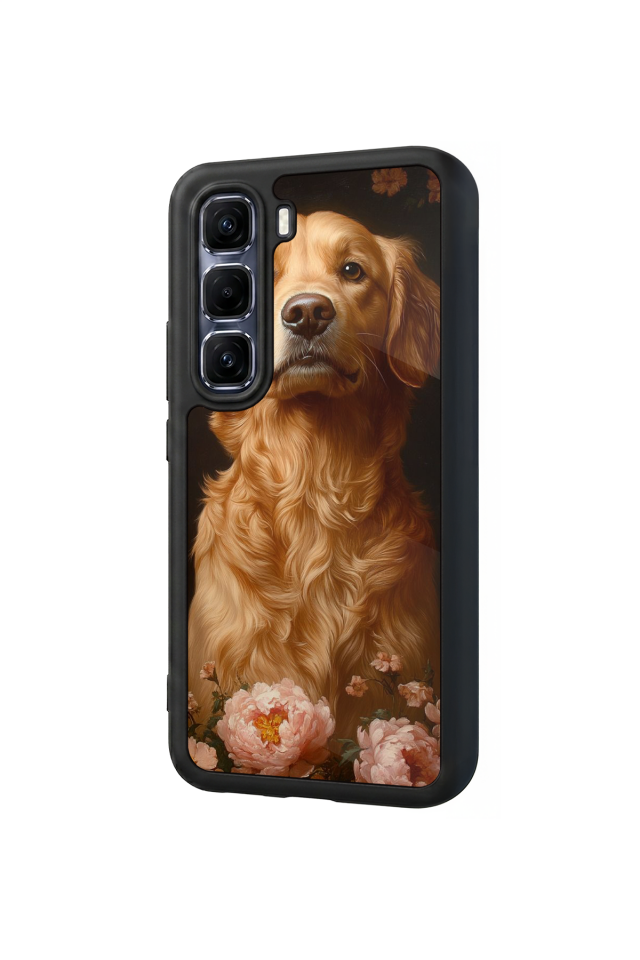 Infinix Hot 60 Pro Plus Uyumlu Golden Kopek Tasarımlı Glossy Premium Kılıf