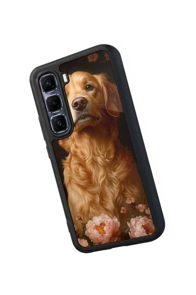 Infinix Hot 60 Pro Plus Uyumlu Golden Kopek Tasarımlı Glossy Premium Kılıf