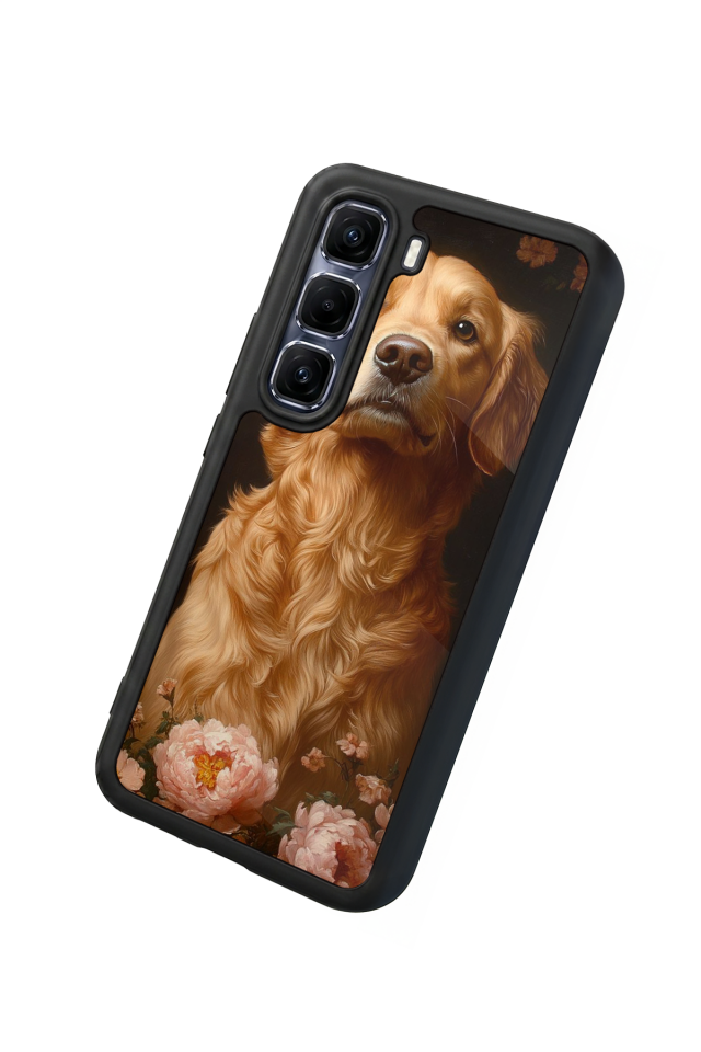 Infinix Hot 60 Pro Plus Uyumlu Golden Kopek Tasarımlı Glossy Premium Kılıf
