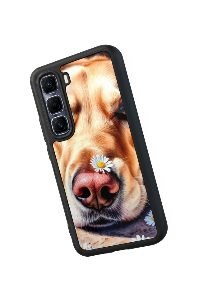 Infinix Hot 60 Pro Plus Uyumlu Golden Kopek Tasarımlı Glossy Premium Kılıf