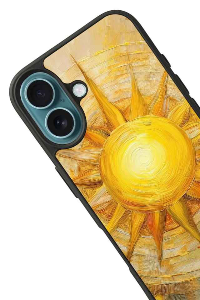 iPhone 16 Uyumlu Güneş Tasarımlı Glossy Premium Kılıf
