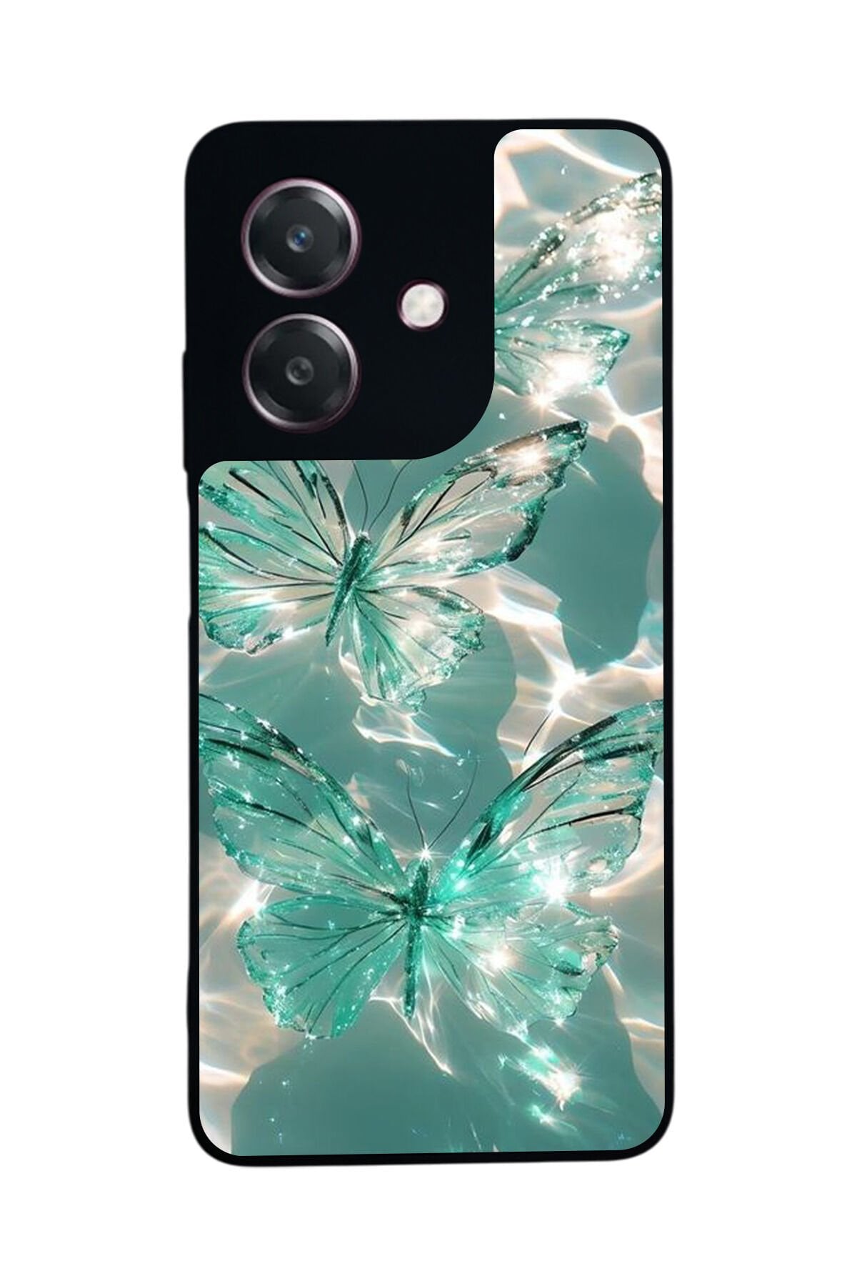 Oppo A3 5G Uyumlu Kelebek Tasarımlı Glossy Premium Kılıf