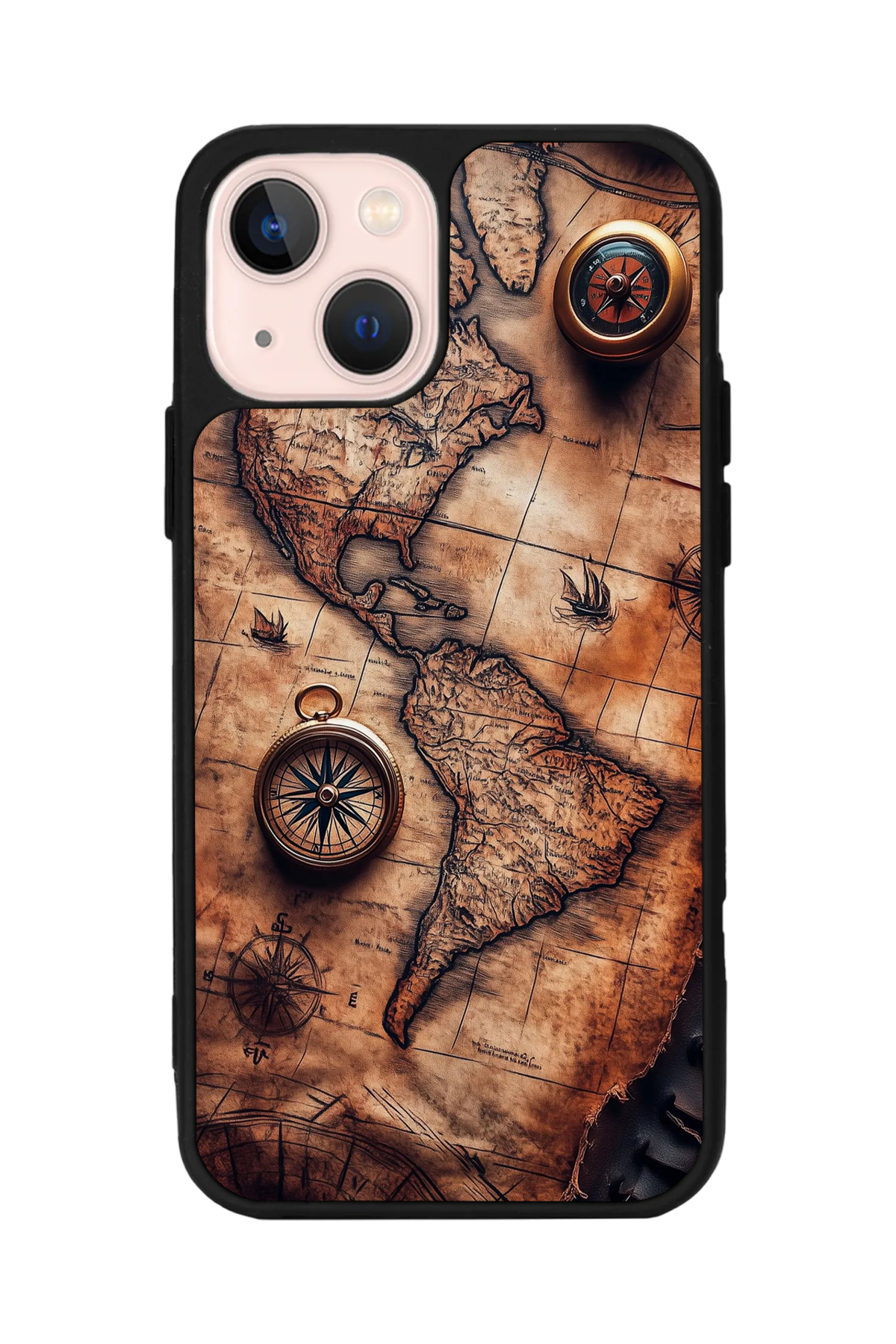 iPhone 14 Plus Uyumlu Harita Tasarımlı Glossy Premium Kılıf