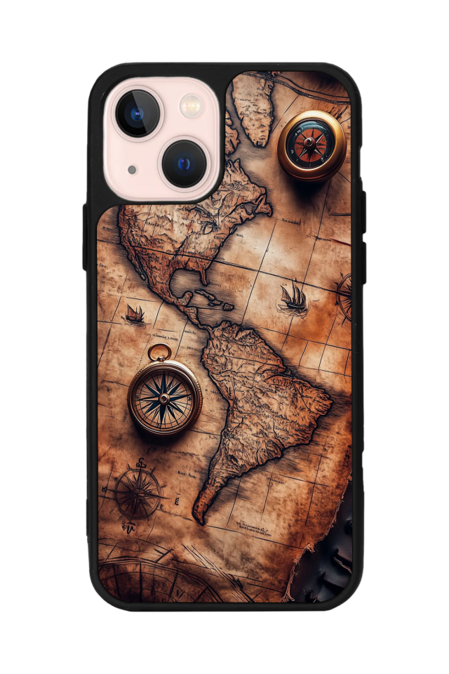 iPhone 14 Plus Uyumlu Harita Tasarımlı Glossy Premium Kılıf