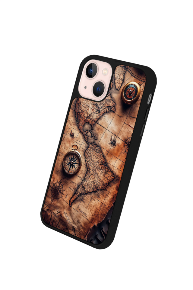 iPhone 14 Plus Uyumlu Harita Tasarımlı Glossy Premium Kılıf