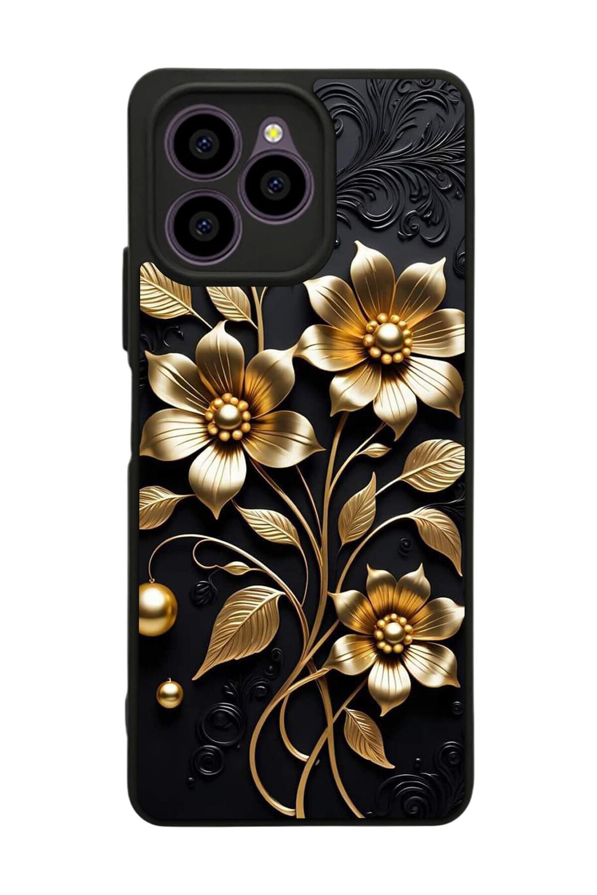 Omix X6 Uyumlu Yaldizli Cicek Tasarımlı Glossy Premium Kılıf