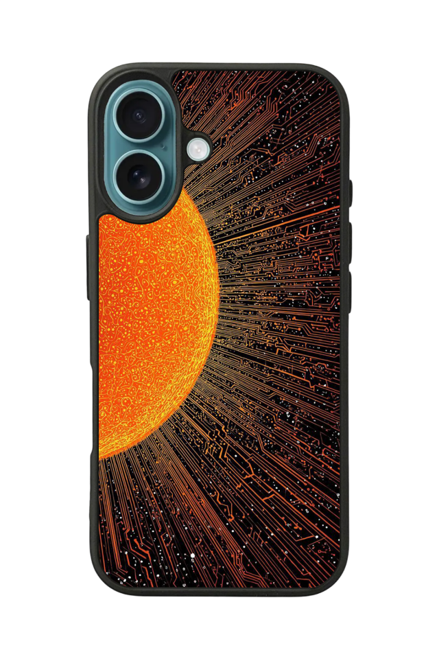 iPhone 16 Uyumlu Güneş Tasarımlı Glossy Premium Kılıf