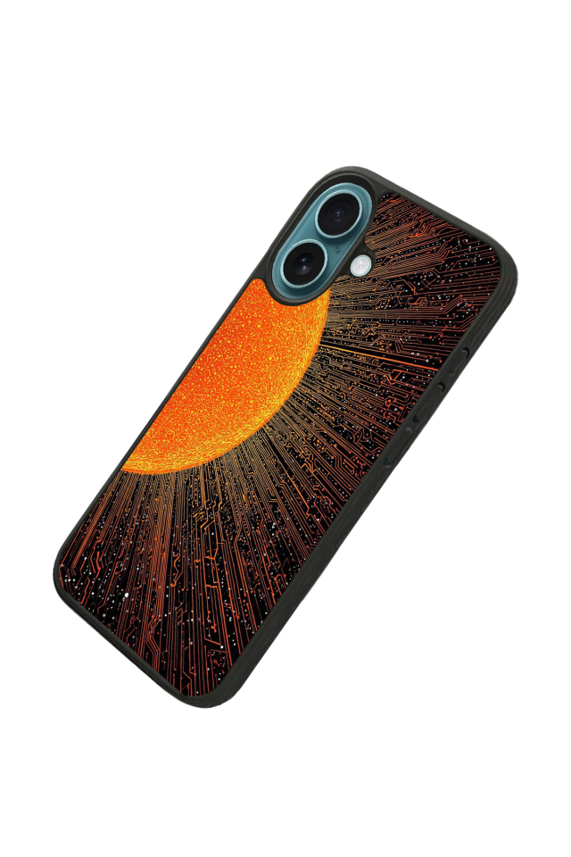 iPhone 16 Uyumlu Güneş Tasarımlı Glossy Premium Kılıf