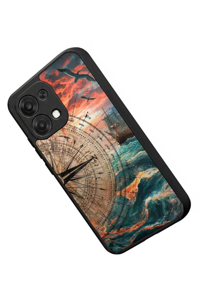 Oppo A6 Pro Uyumlu Pusula Tasarımlı Glossy Premium Kılıf