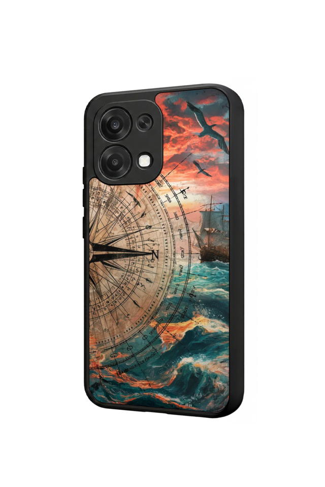 Oppo A6 Pro Uyumlu Pusula Tasarımlı Glossy Premium Kılıf