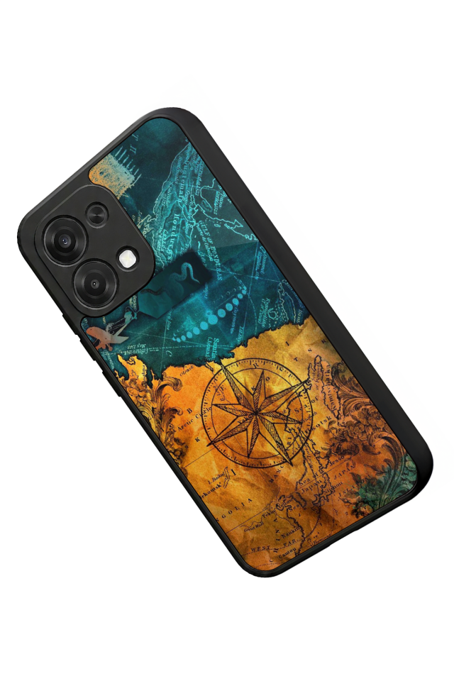 Oppo A6 Pro Uyumlu Pusula Tasarımlı Glossy Premium Kılıf