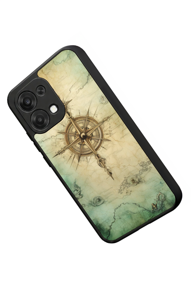 Oppo A6 Pro Uyumlu Pusula Tasarımlı Glossy Premium Kılıf