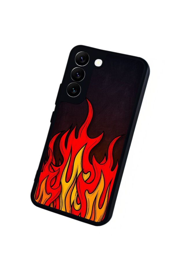 Samsung Galaxy S22 Uyumlu Retro Flame Patterns Tasarımlı Glossy Premium Kılıf
