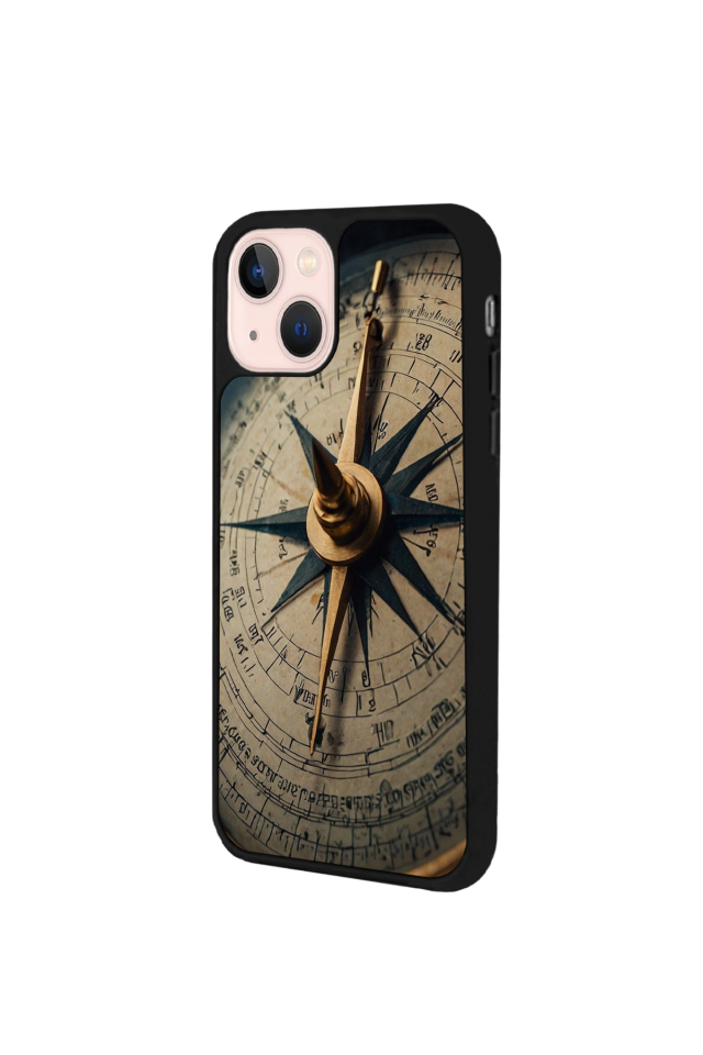 iPhone 13 Mini Uyumlu Pusula Tasarımlı Glossy Premium Kılıf