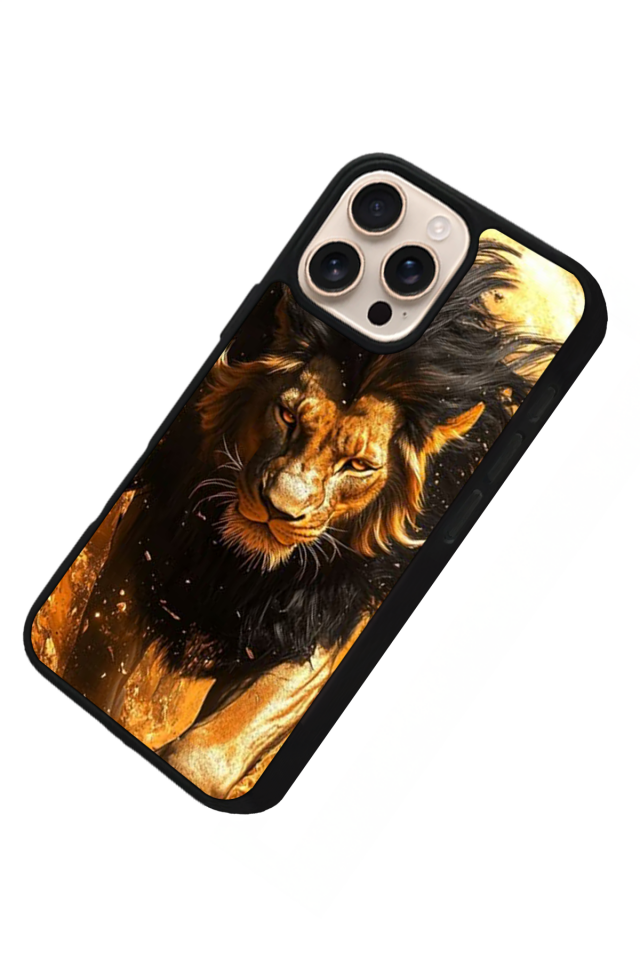 iPhone 16 Pro Uyumlu Aslan Tasarımlı Glossy Premium Kılıf