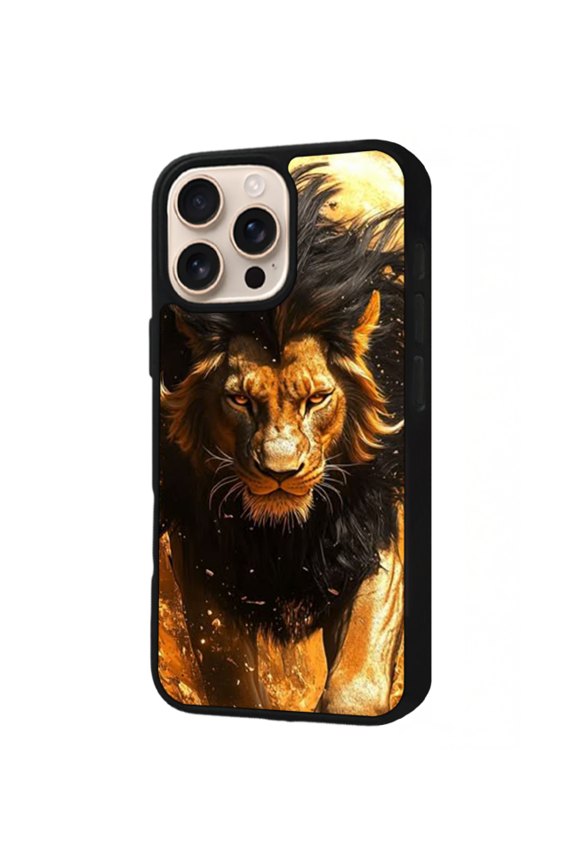 iPhone 16 Pro Uyumlu Aslan Tasarımlı Glossy Premium Kılıf