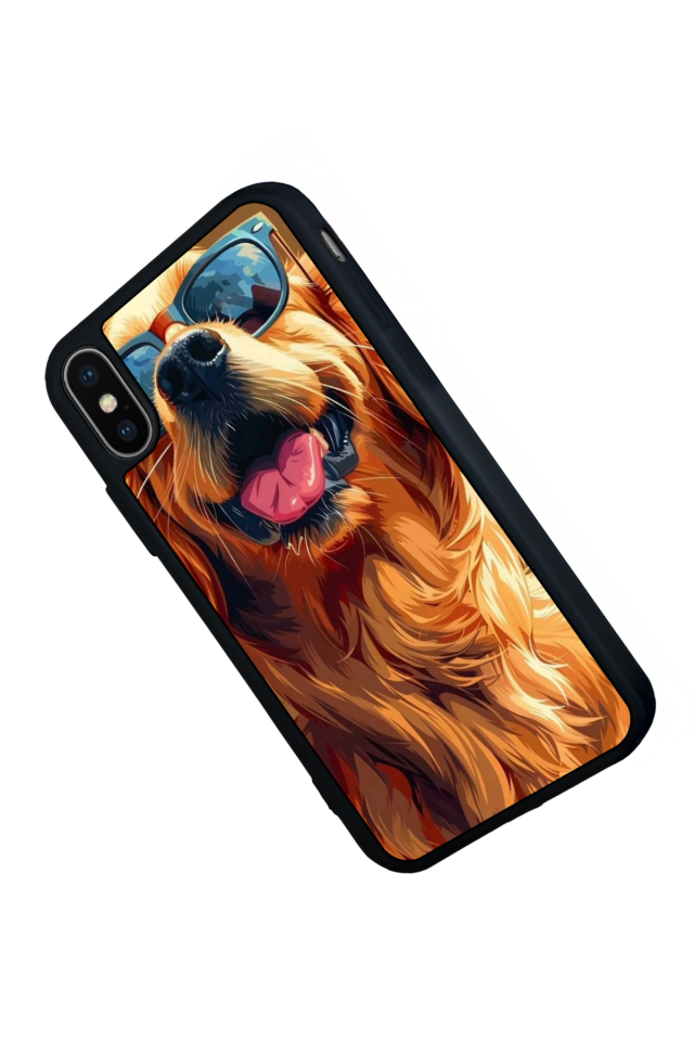 iPhone XS Max Uyumlu Golden Kopek Tasarımlı Glossy Premium Kılıf