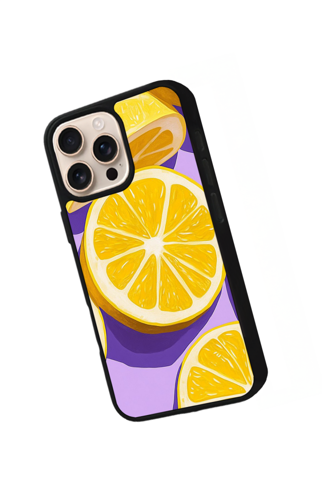 iPhone 15 Pro Max Uyumlu Limon Tasarımlı Glossy Premium Kılıf