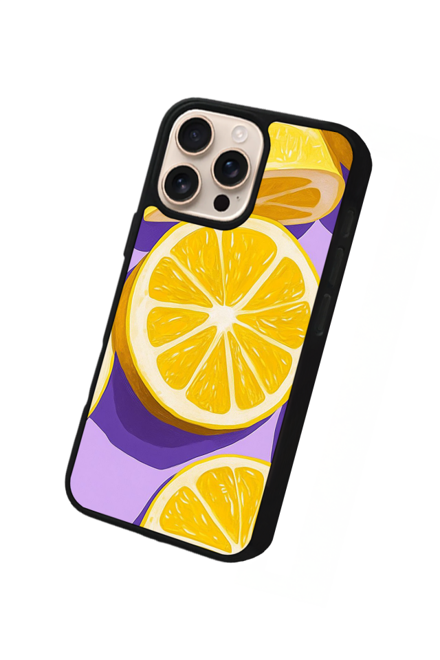 iPhone 15 Pro Max Uyumlu Limon Tasarımlı Glossy Premium Kılıf