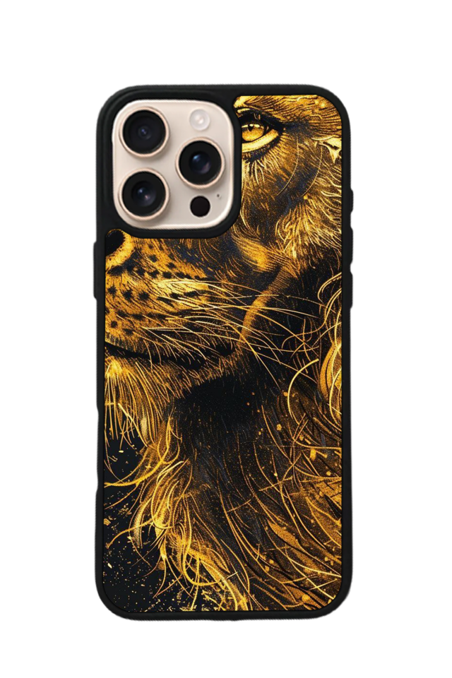 iPhone 16 Pro Uyumlu Aslan Tasarımlı Glossy Premium Kılıf