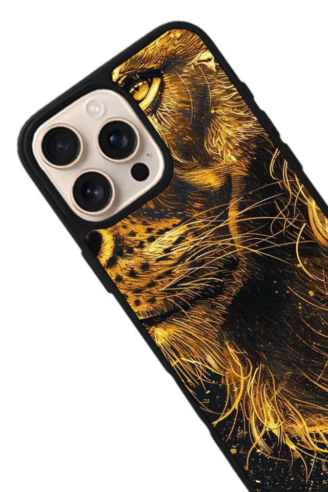 iPhone 16 Pro Uyumlu Aslan Tasarımlı Glossy Premium Kılıf