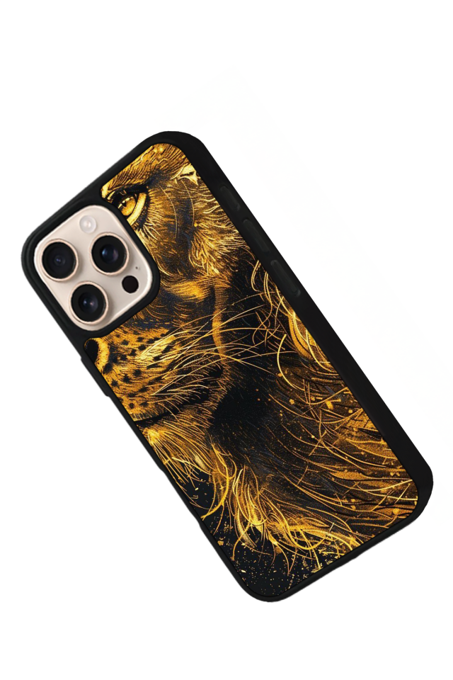 iPhone 16 Pro Uyumlu Aslan Tasarımlı Glossy Premium Kılıf