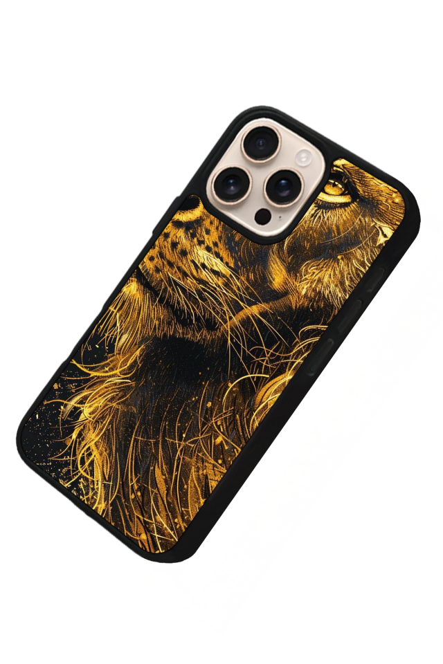 iPhone 16 Pro Uyumlu Aslan Tasarımlı Glossy Premium Kılıf
