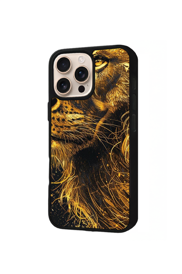iPhone 16 Pro Uyumlu Aslan Tasarımlı Glossy Premium Kılıf