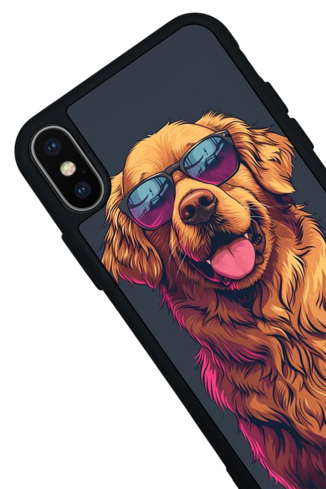 iPhone XS Max Uyumlu Golden Kopek Tasarımlı Glossy Premium Kılıf