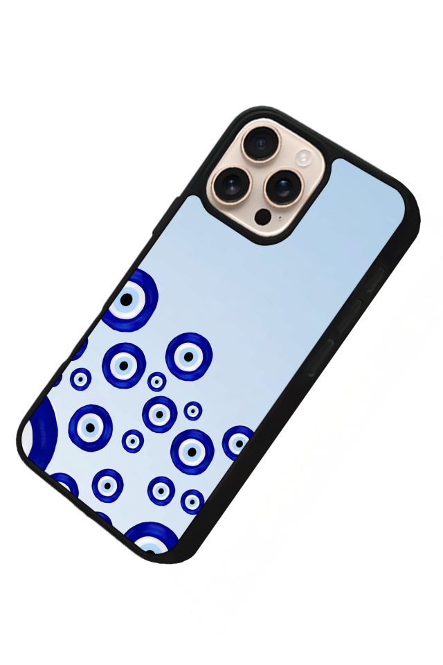 iPhone 16 Pro Uyumlu Nazar Tasarımlı Glossy Premium Kılıf