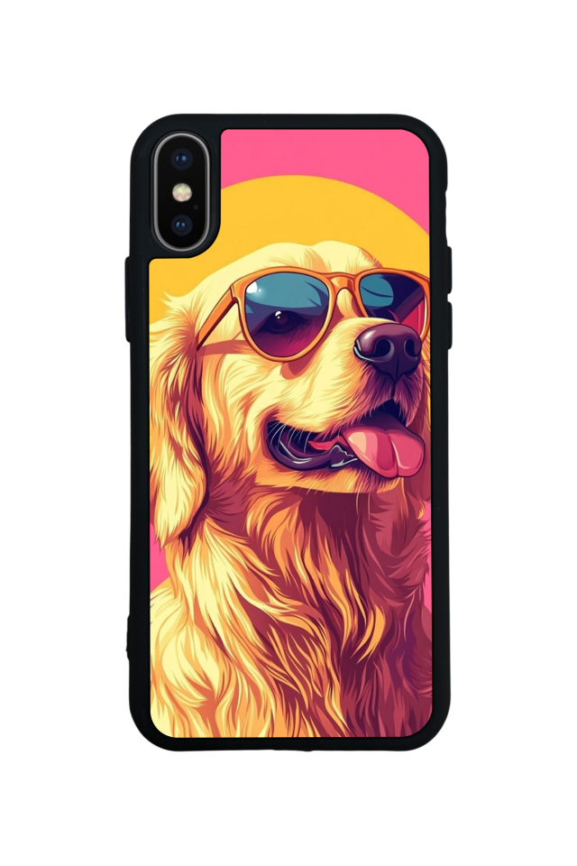 iPhone XS Max Uyumlu Golden Kopek Tasarımlı Glossy Premium Kılıf