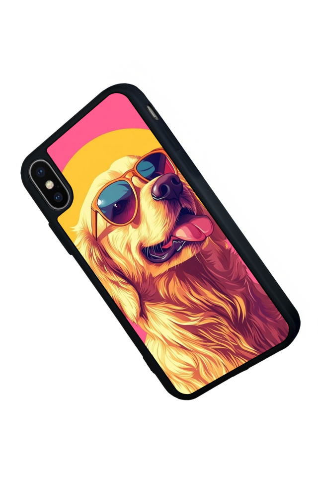 iPhone XS Max Uyumlu Golden Kopek Tasarımlı Glossy Premium Kılıf