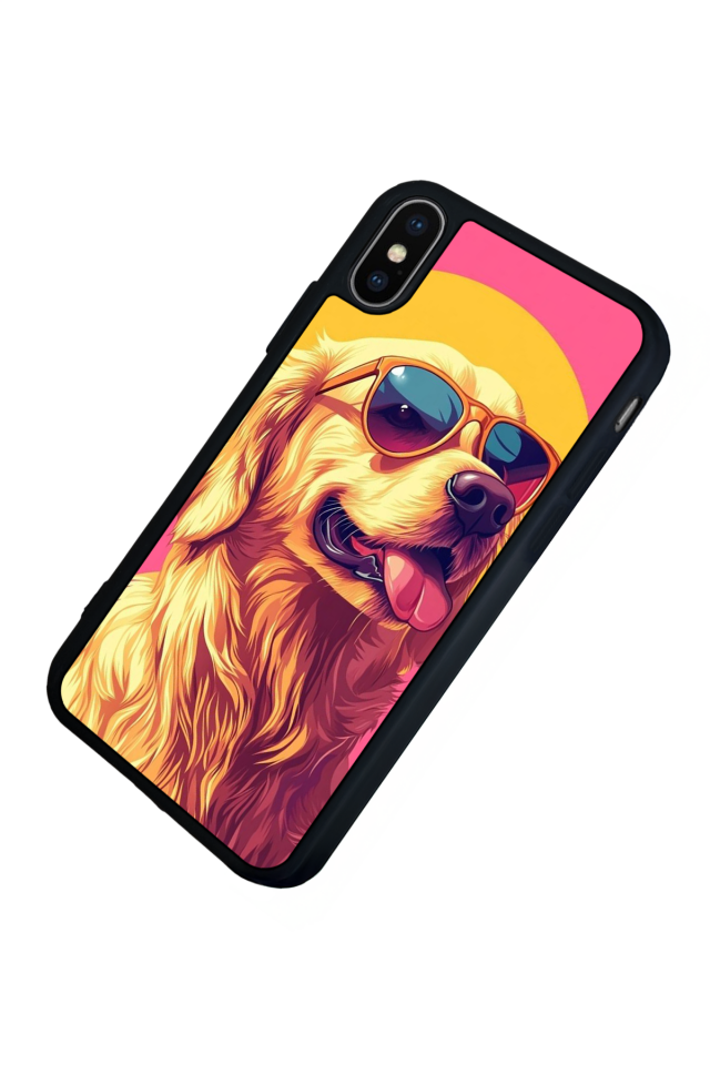 iPhone XS Max Uyumlu Golden Kopek Tasarımlı Glossy Premium Kılıf