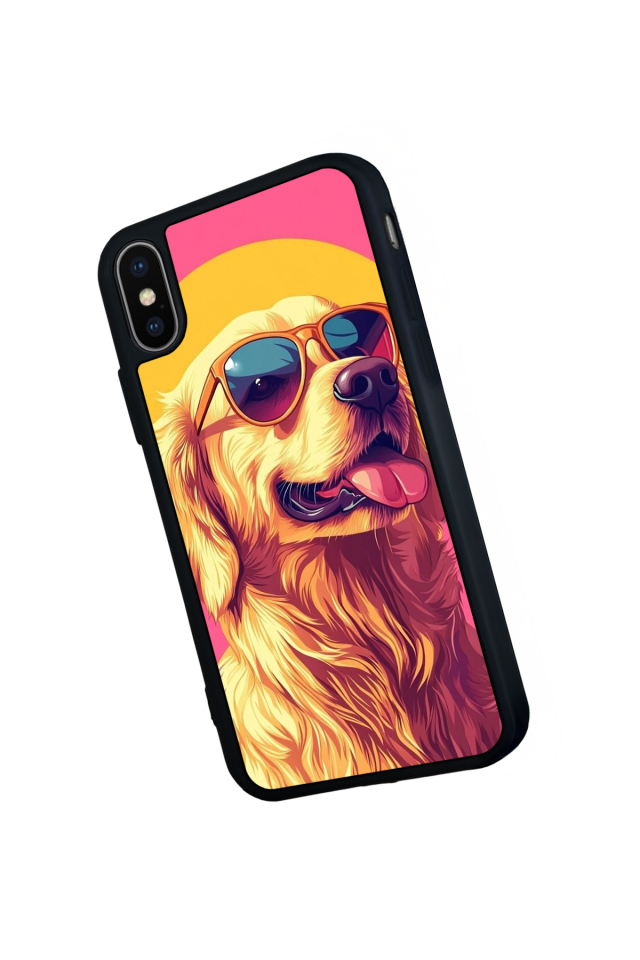 iPhone XS Max Uyumlu Golden Kopek Tasarımlı Glossy Premium Kılıf