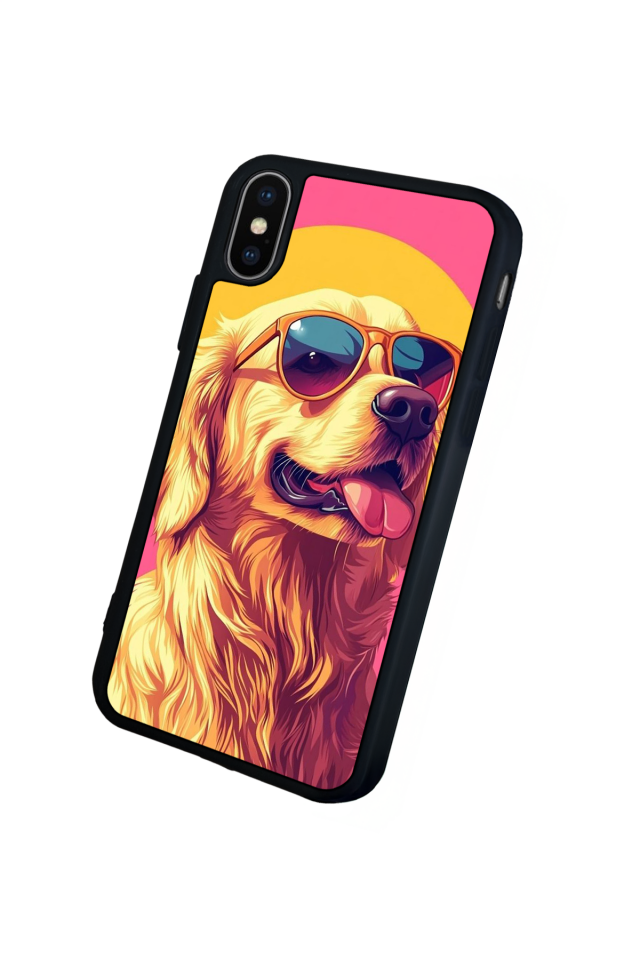 iPhone XS Max Uyumlu Golden Kopek Tasarımlı Glossy Premium Kılıf