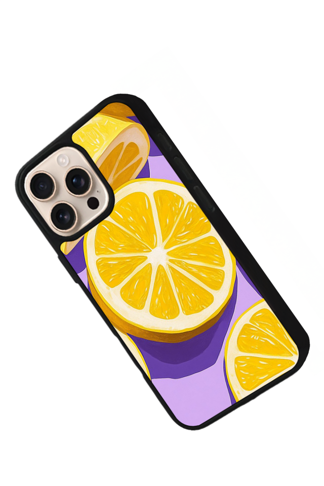 iPhone 15 Pro Max Uyumlu Limon Tasarımlı Glossy Premium Kılıf