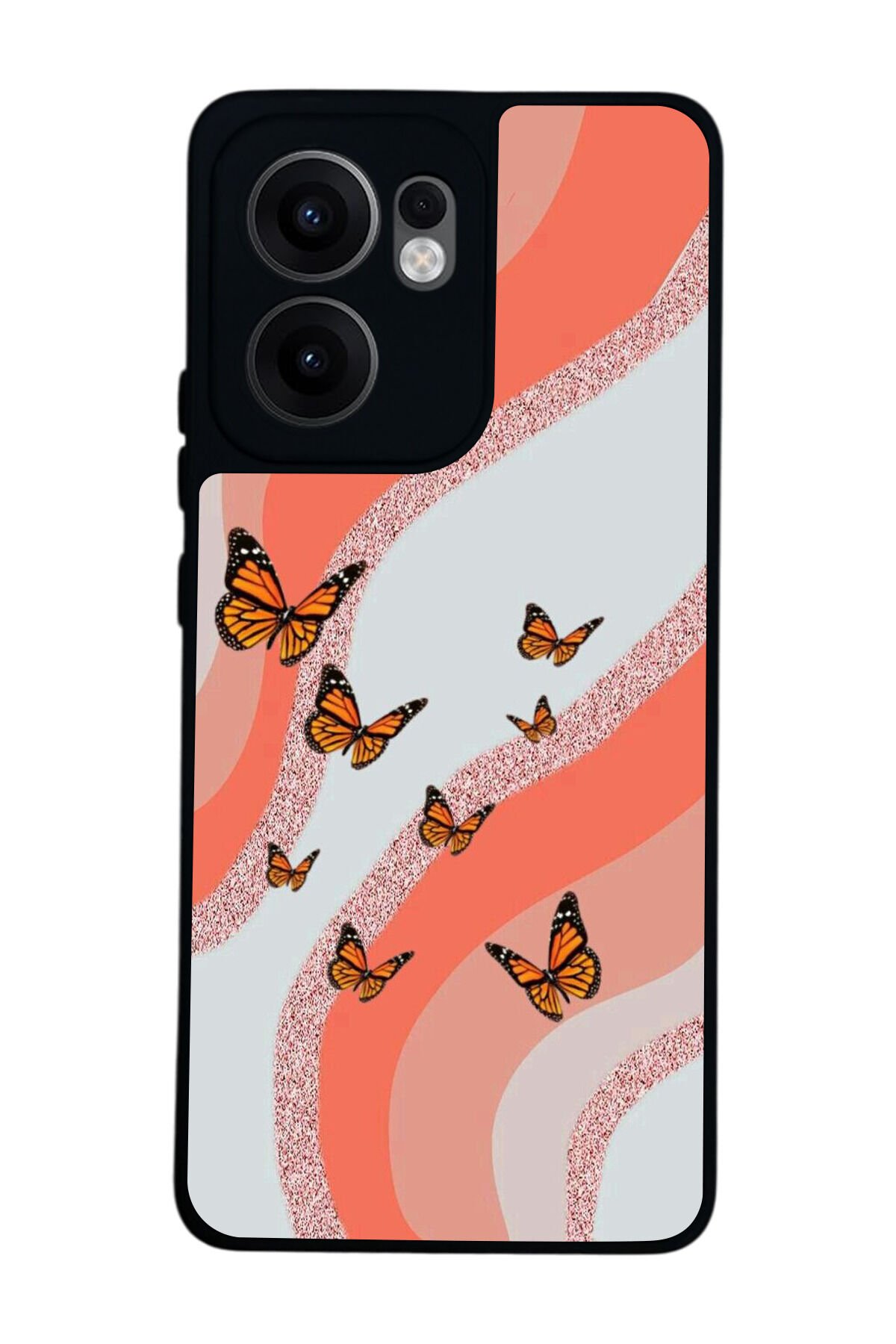 Oppo Reno 13F Uyumlu Kelebek Tasarımlı Glossy Premium Kılıf