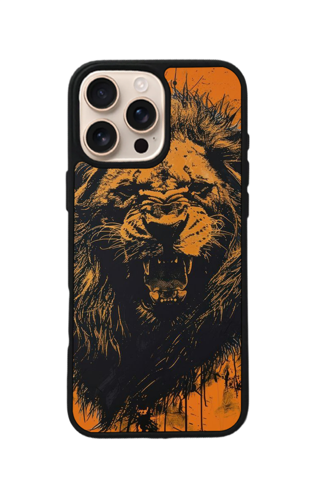 iPhone 16 Pro Uyumlu Aslan Tasarımlı Glossy Premium Kılıf