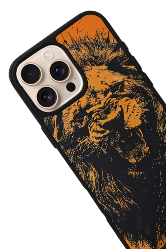 iPhone 16 Pro Uyumlu Aslan Tasarımlı Glossy Premium Kılıf