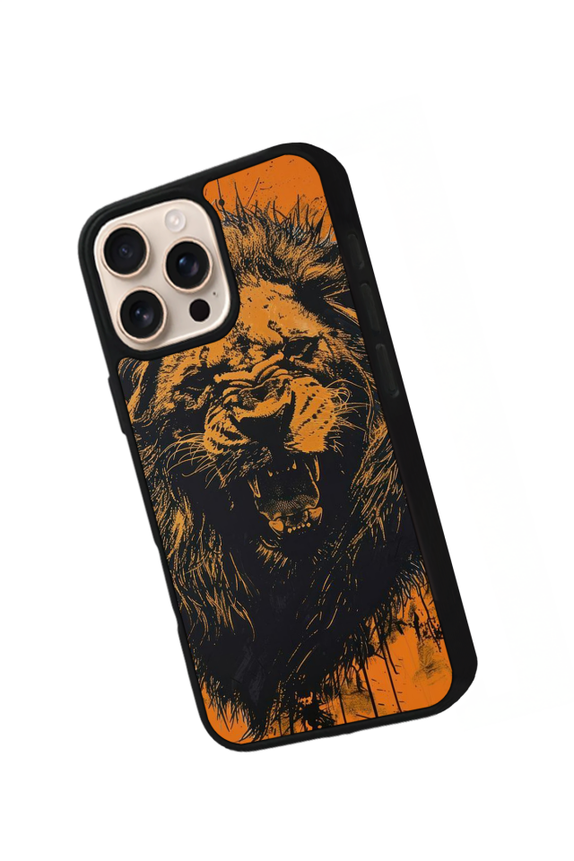 iPhone 16 Pro Uyumlu Aslan Tasarımlı Glossy Premium Kılıf