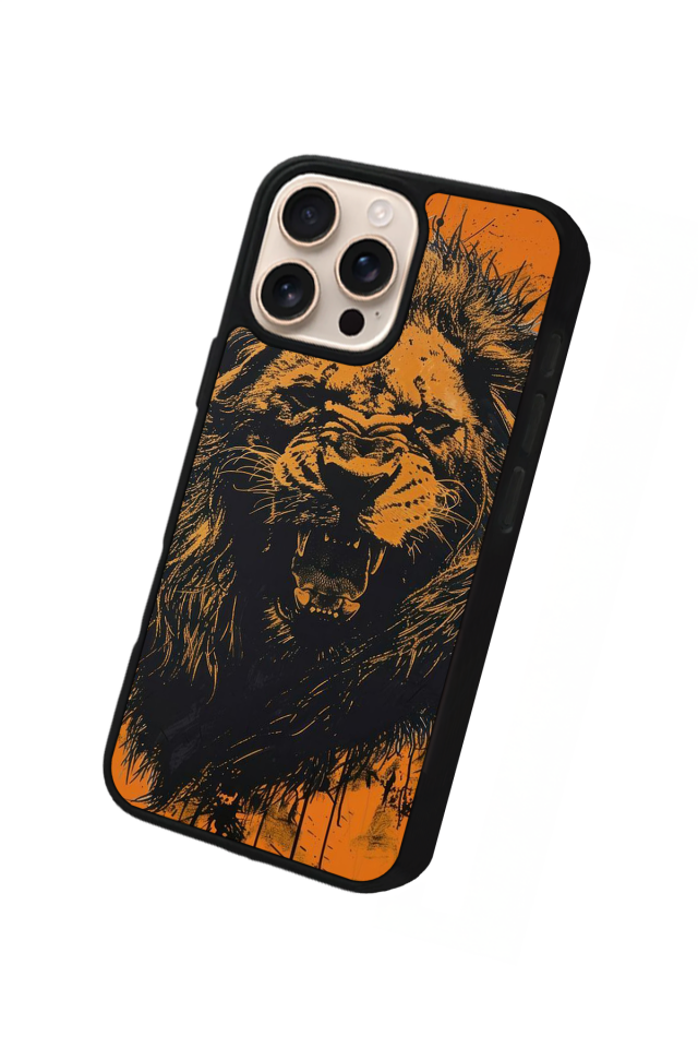 iPhone 16 Pro Uyumlu Aslan Tasarımlı Glossy Premium Kılıf