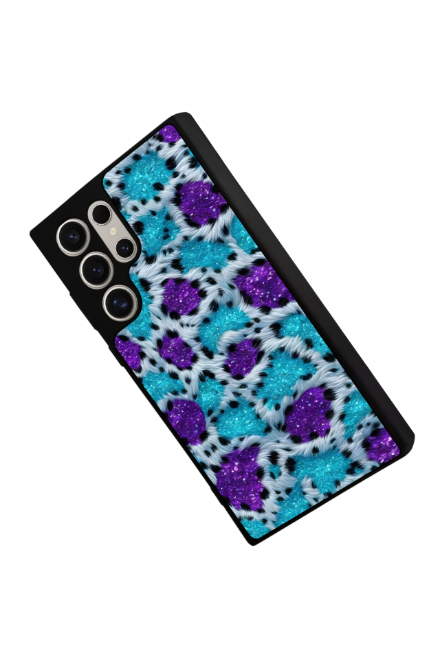 Samsung Galaxy S22 Ultra Uyumlu Hologram Leopar Tasarımlı Glossy Premium Kılıf