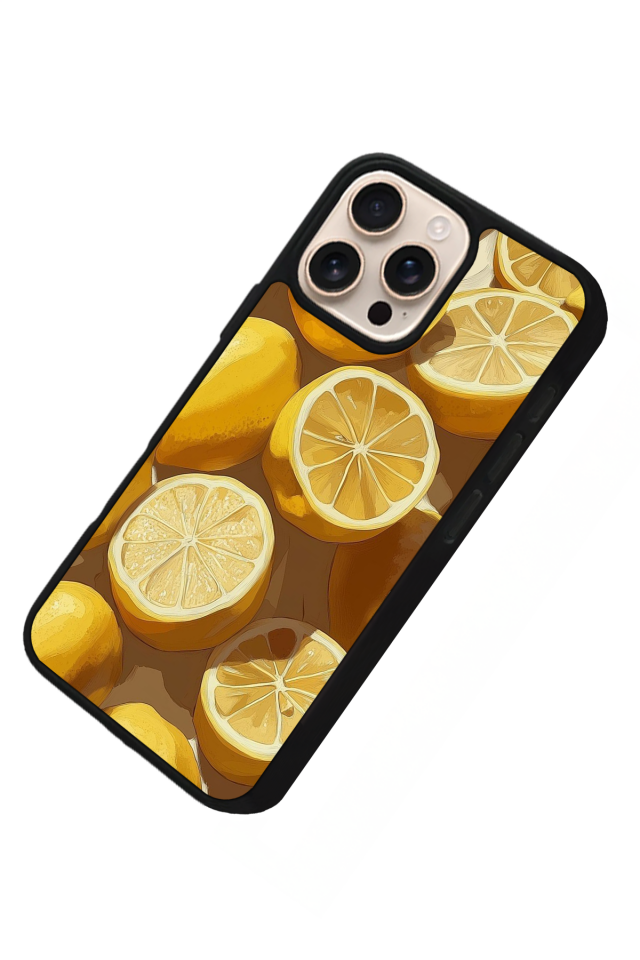 iPhone 15 Pro Max Uyumlu Limon Tasarımlı Glossy Premium Kılıf