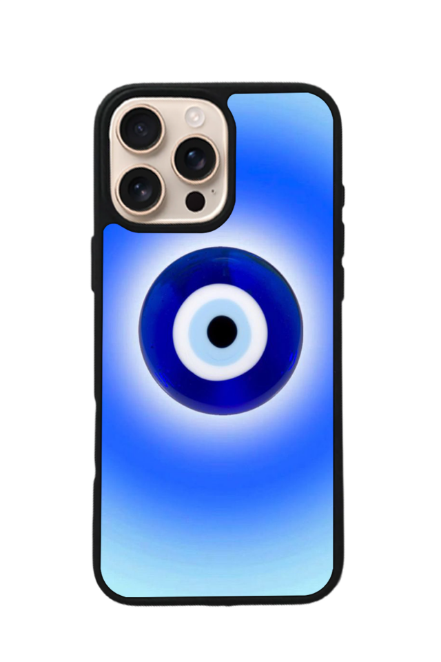 iPhone 16 Pro Uyumlu Nazar Tasarımlı Glossy Premium Kılıf