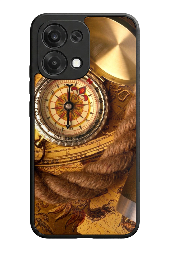 Oppo A6 Pro Uyumlu Pusula Tasarımlı Glossy Premium Kılıf