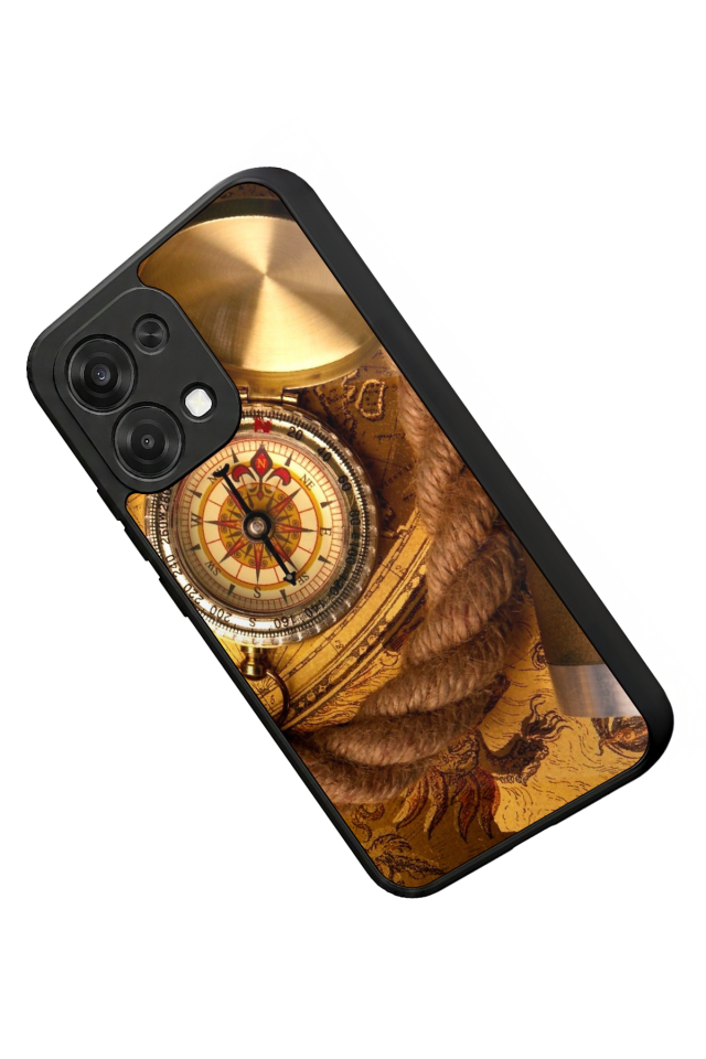 Oppo A6 Pro Uyumlu Pusula Tasarımlı Glossy Premium Kılıf