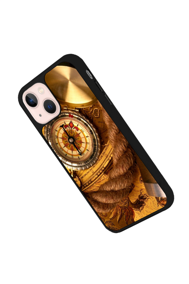 iPhone 13 Mini Uyumlu Pusula Tasarımlı Glossy Premium Kılıf