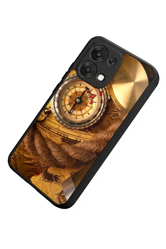 Oppo A6 Pro Uyumlu Pusula Tasarımlı Glossy Premium Kılıf